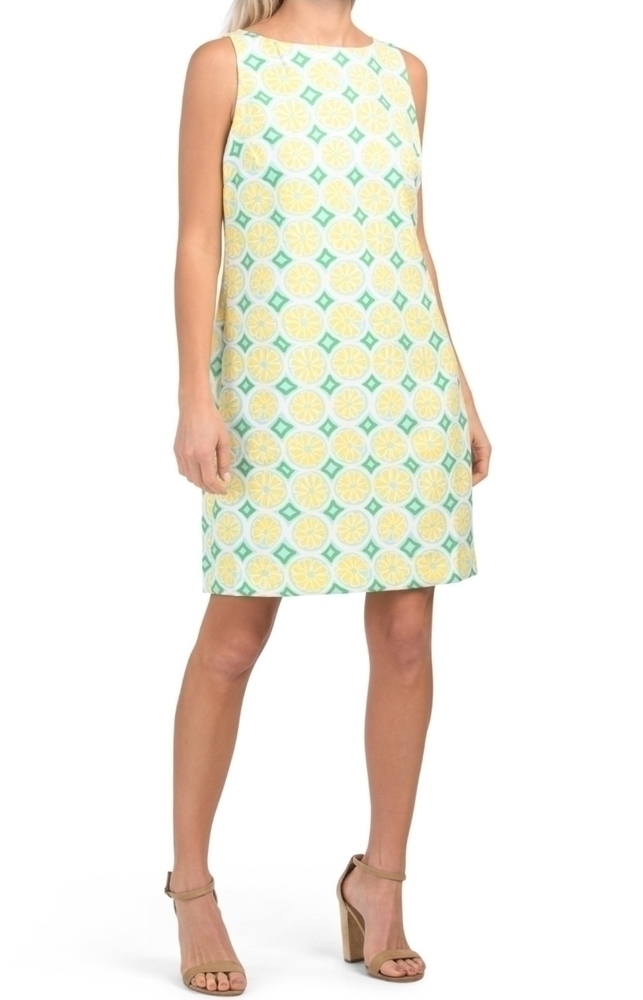 𝅺Sail To Sable Lemon Printed Crepe Shift Dress